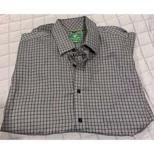 Forsyth of Canada Mens Non Iron Cotton Windowpane Check Button Down Shirt Grey L